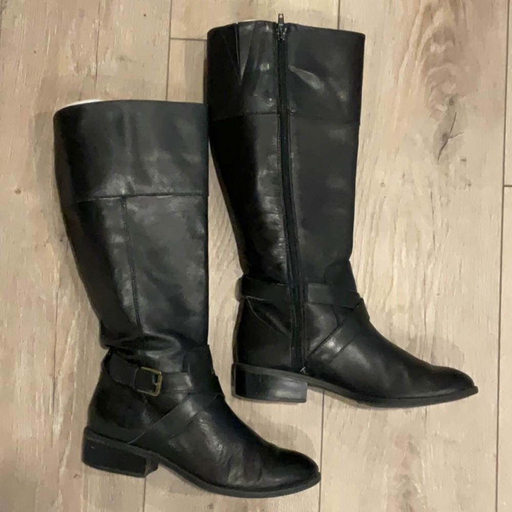 Lauren Ralph Lauren Black Leather classic riding style knee high boots size 7.5